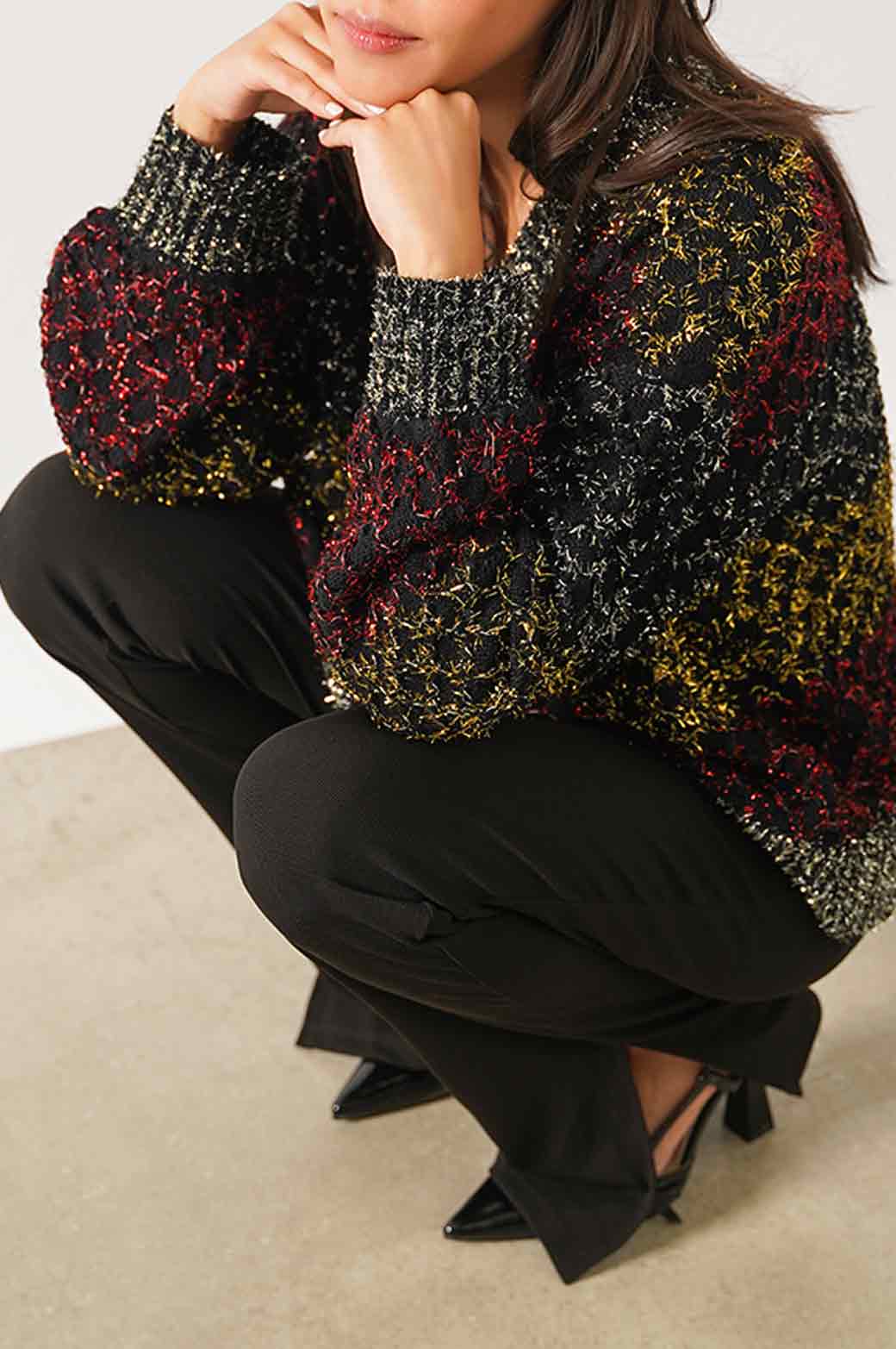 BLACK SOFT TINSEL CARDIGAN