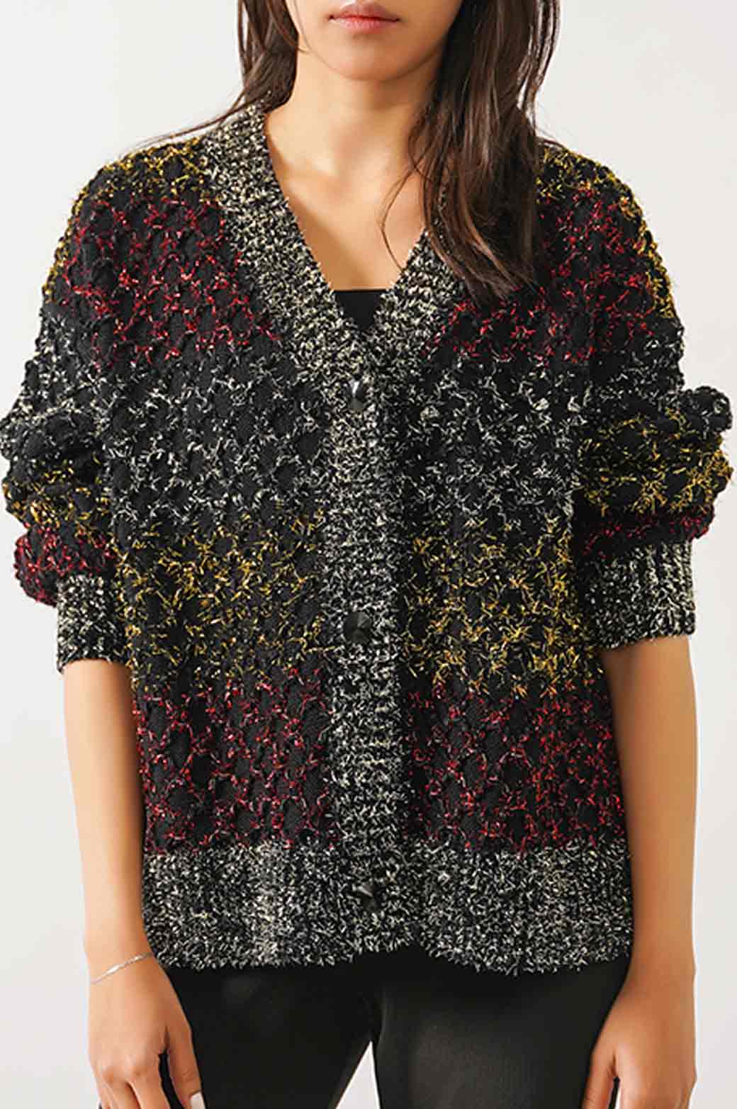 BLACK SOFT TINSEL CARDIGAN