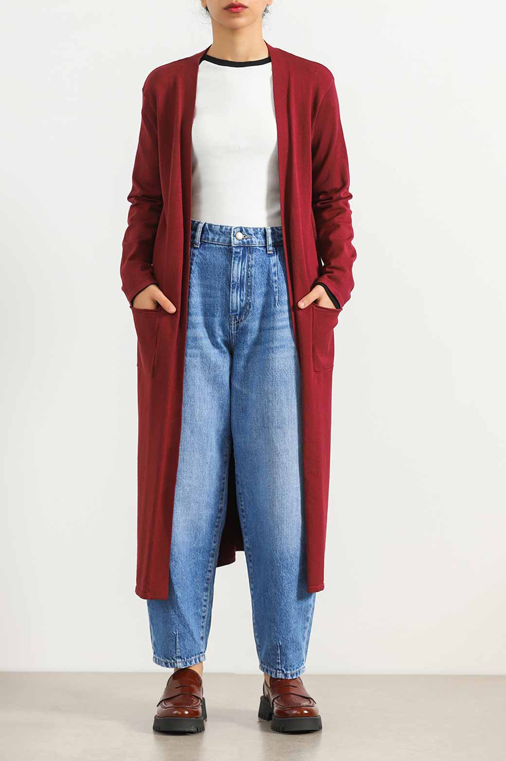WINE FINE KNIT LONG SWEATER