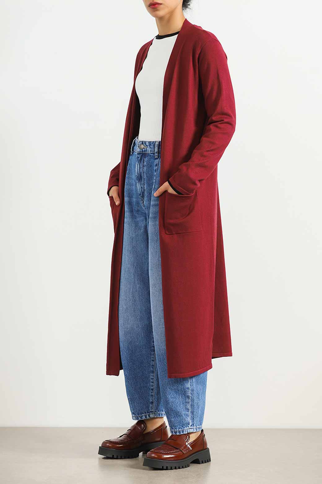 WINE FINE KNIT LONG SWEATER