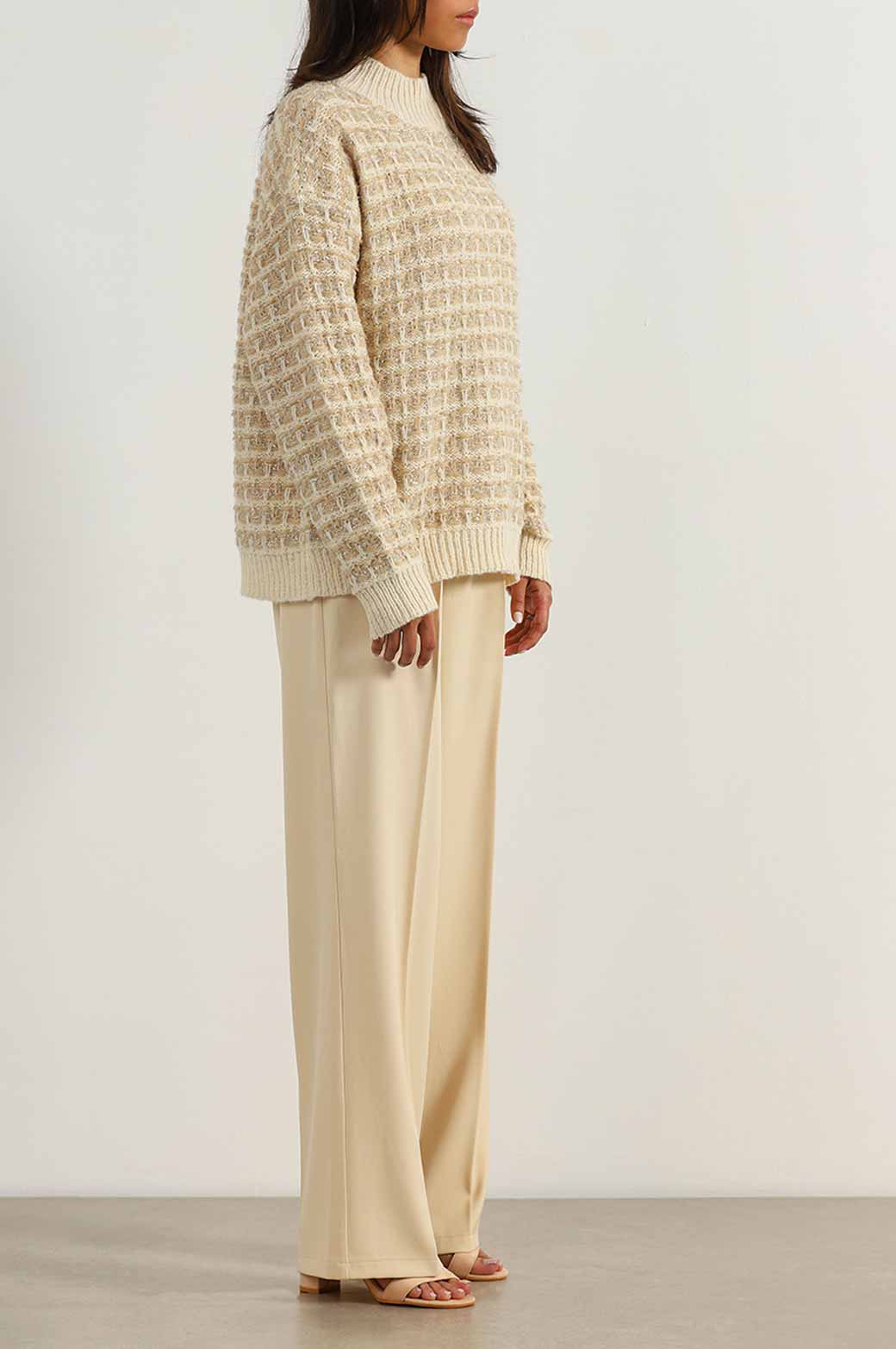 BEIGE FESTIVE TINSEL JUMPER