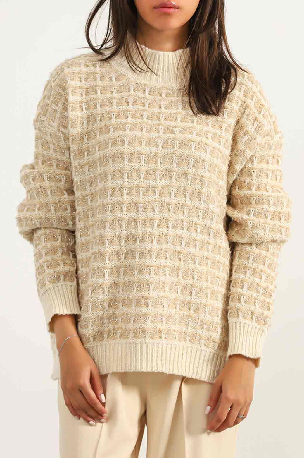 BEIGE FESTIVE TINSEL JUMPER