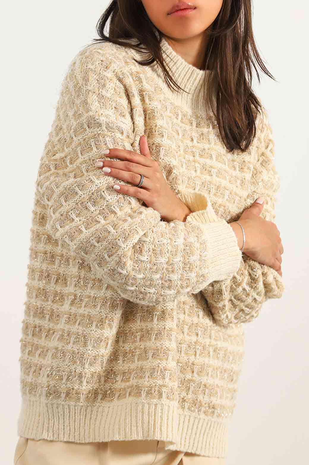 BEIGE FESTIVE TINSEL JUMPER