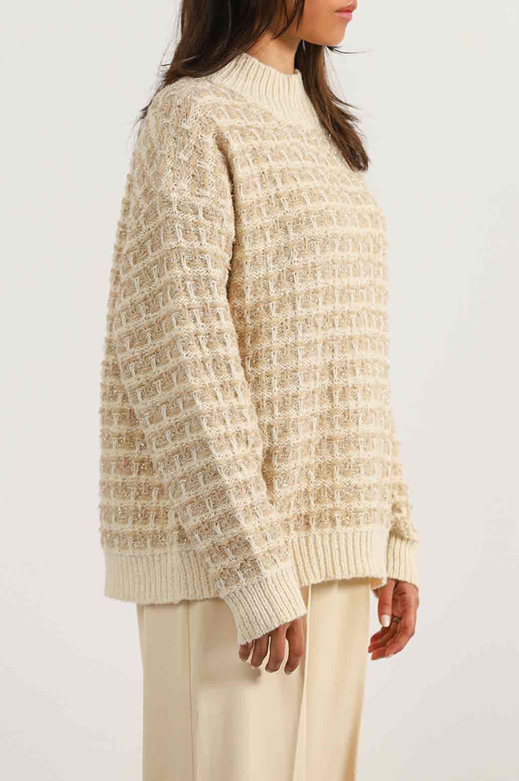 BEIGE FESTIVE TINSEL JUMPER