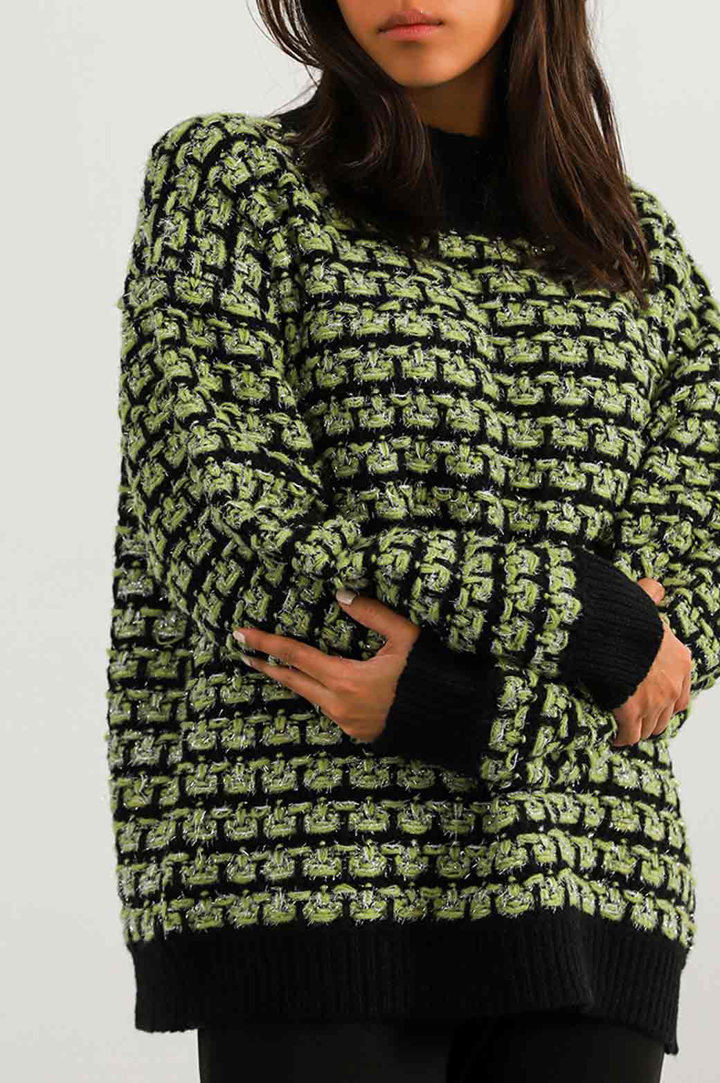 GREEN FESTIVE TINSEL JUMPER