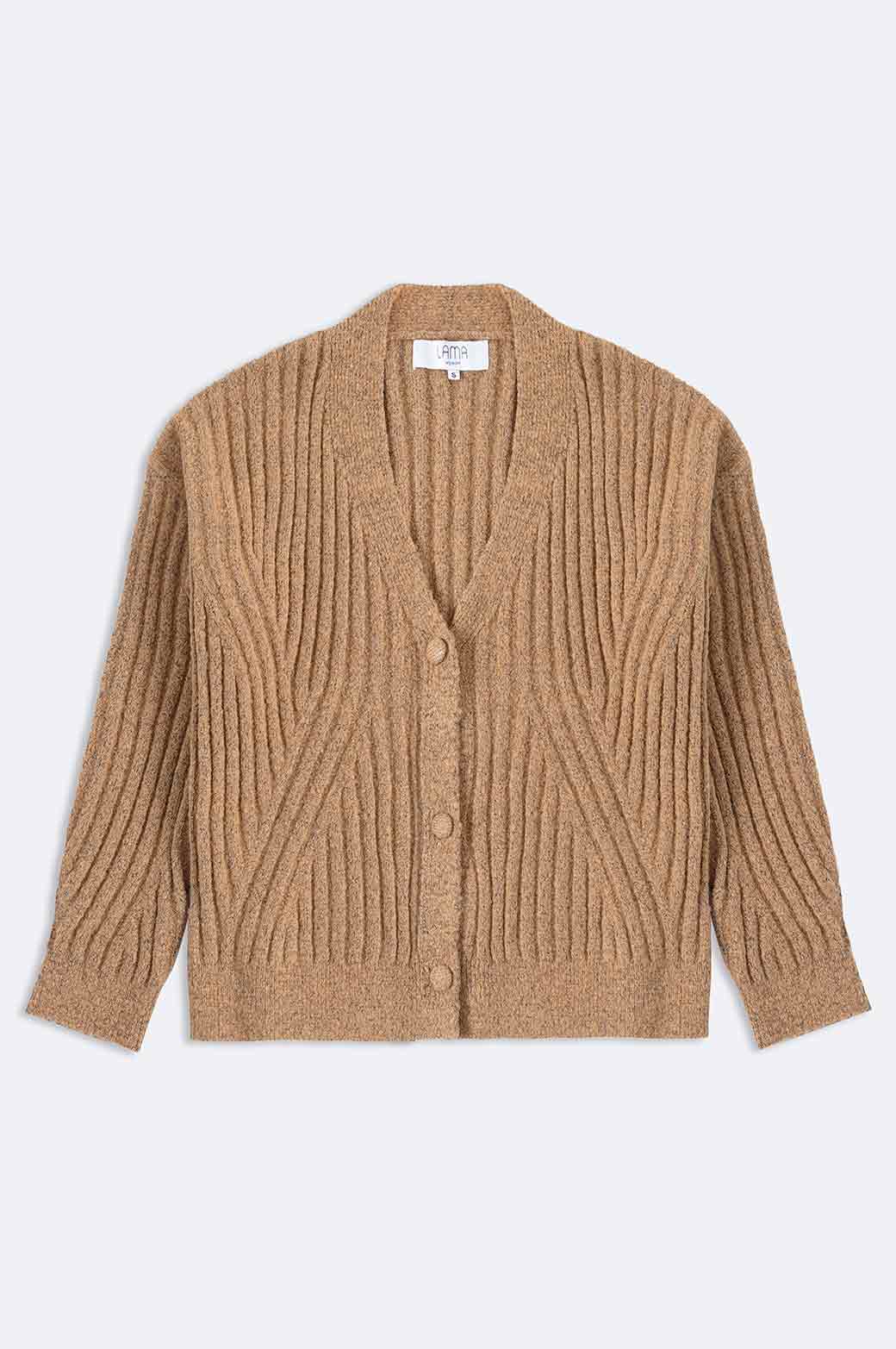 COFFEE RIBBED CARDIGAN