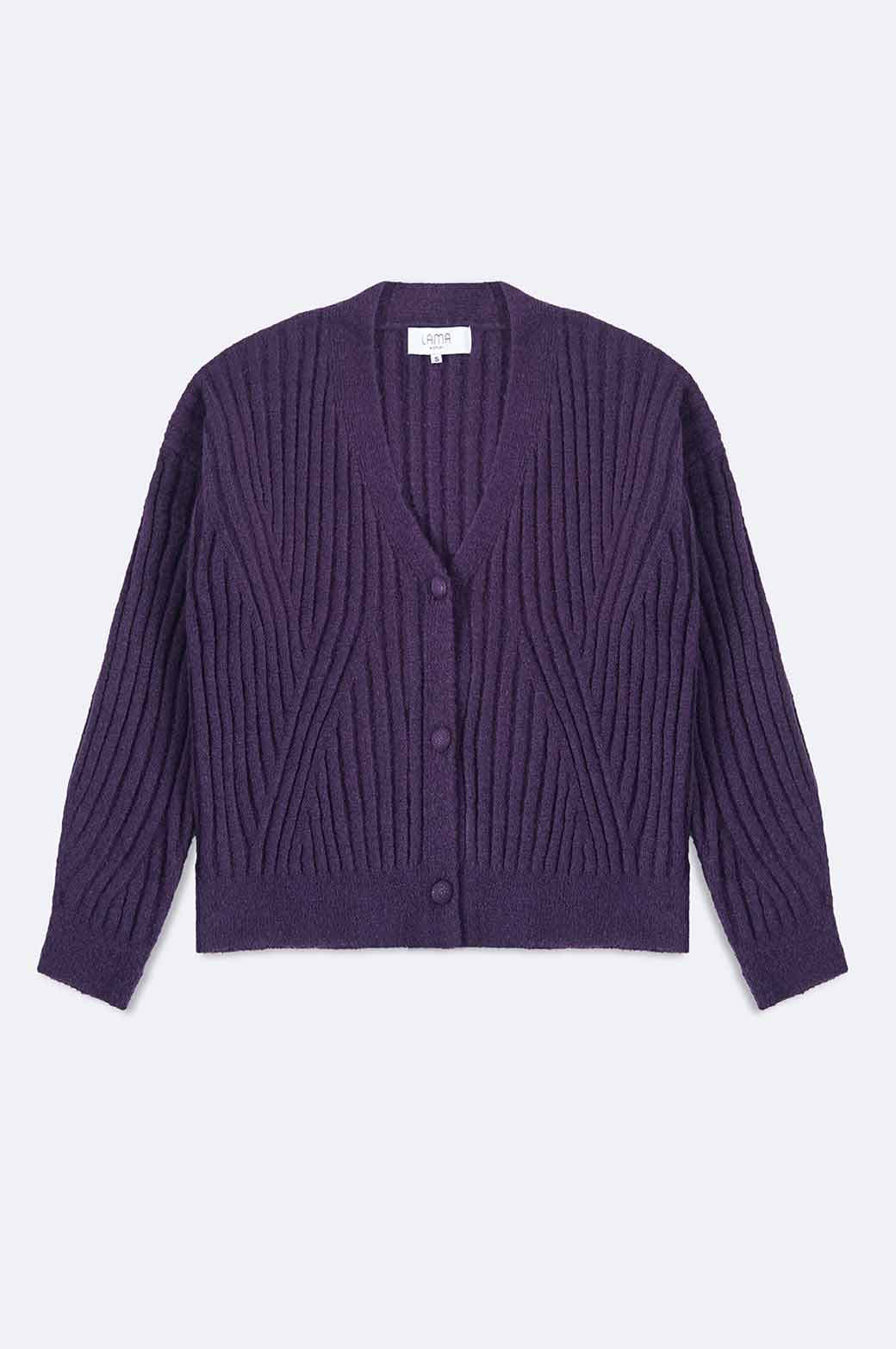 PURPLE RIBBED CARDIGAN
