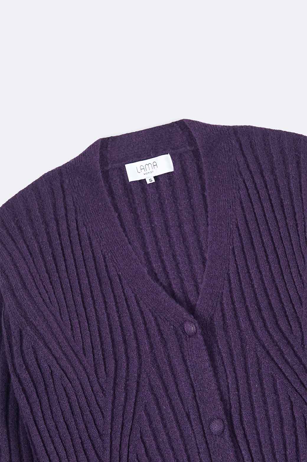 PURPLE RIBBED CARDIGAN