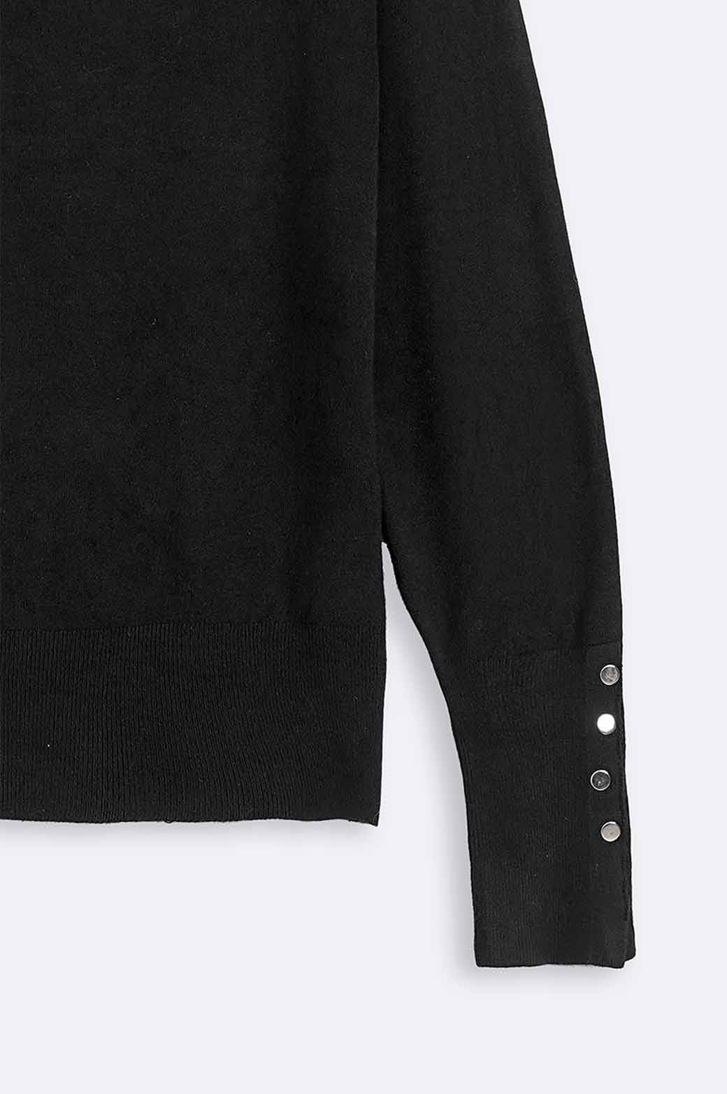 BLACK JUMPER WITH SLEEVE BUTTONS