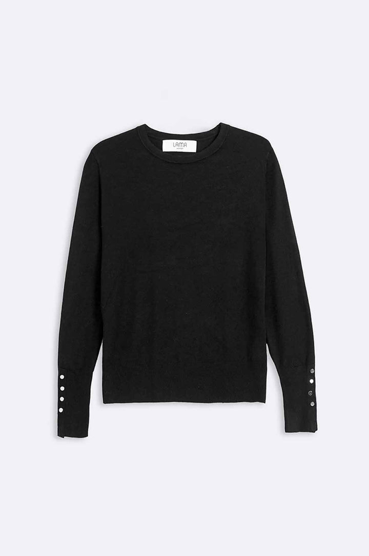 BLACK JUMPER WITH SLEEVE BUTTONS