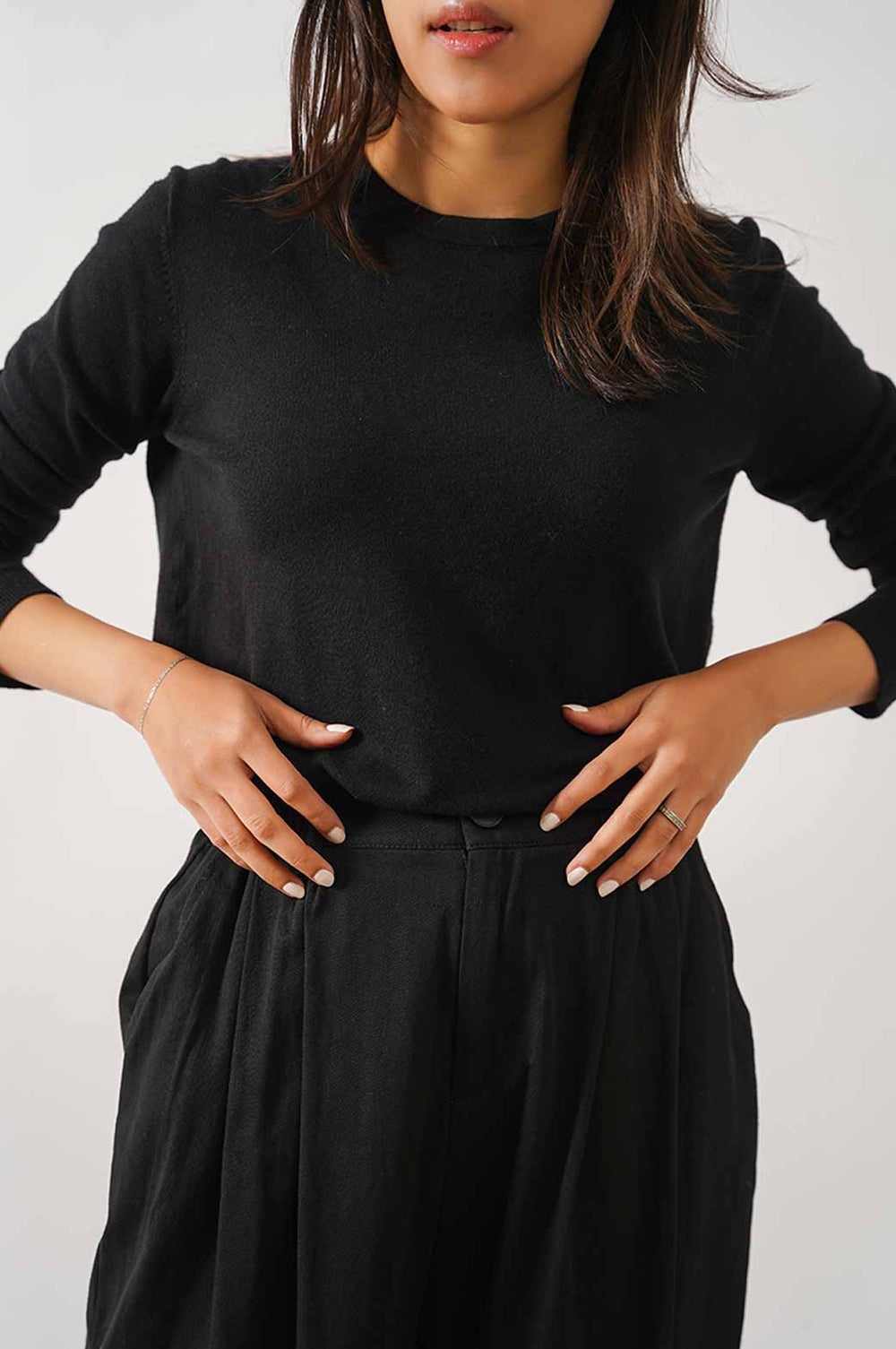 BLACK JUMPER WITH SLEEVE BUTTONS