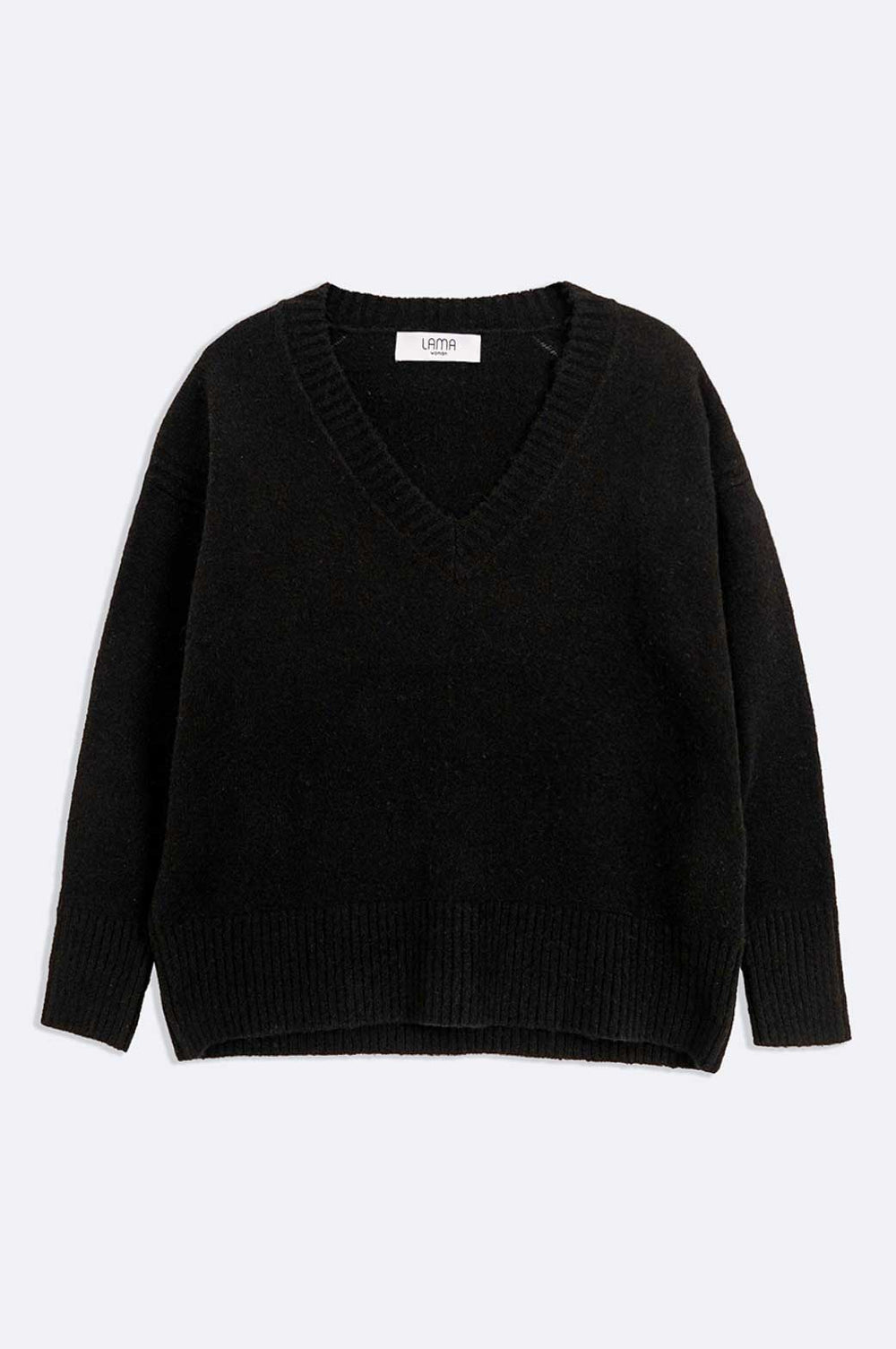 BLACK CLASSIC V-NECK JUMPER