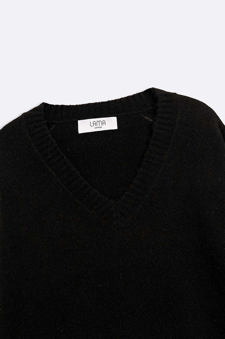 BLACK CLASSIC V-NECK JUMPER