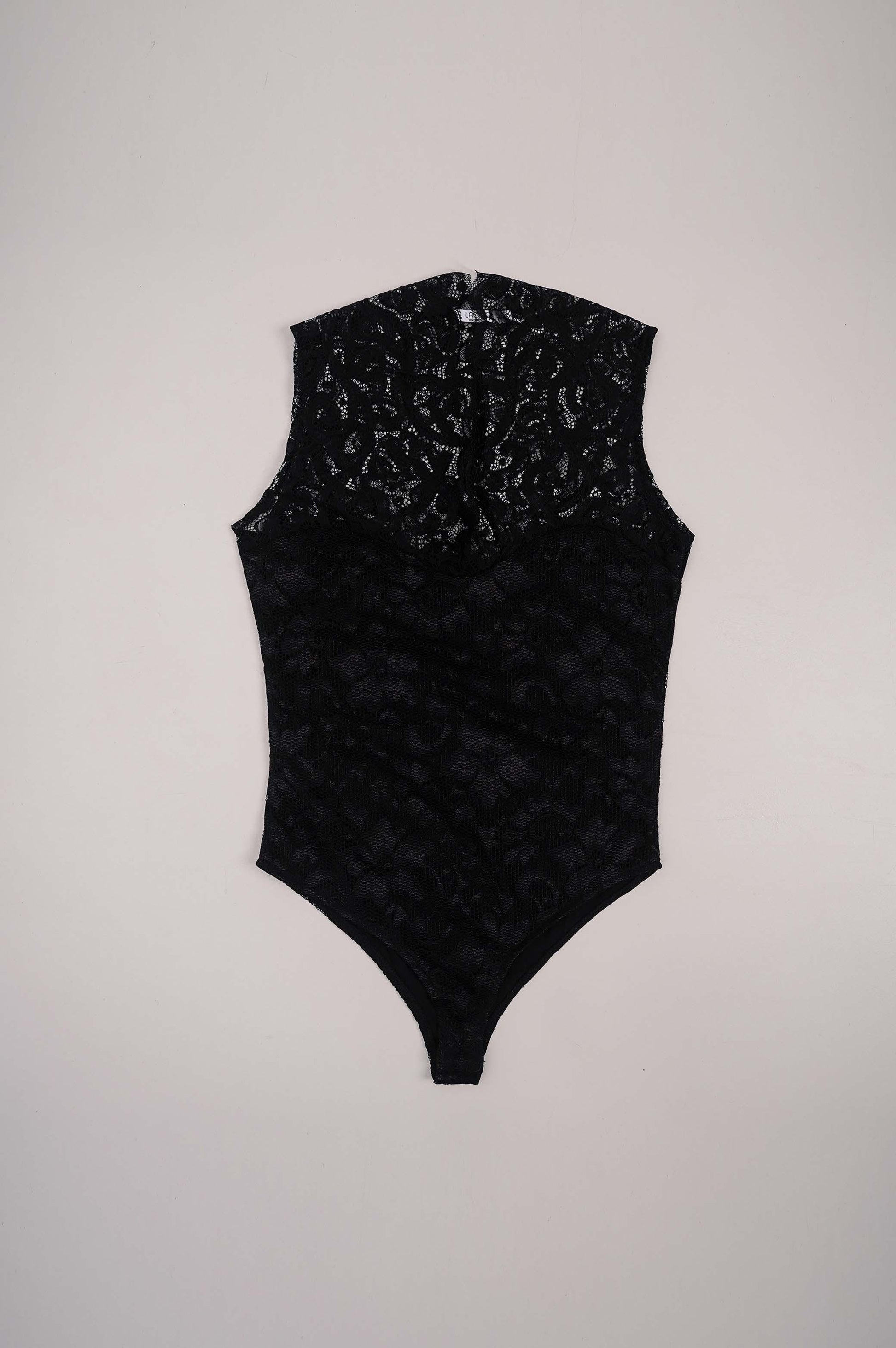 BLACK LACE BODYSUIT - SLEEVELESS BODYSUITS