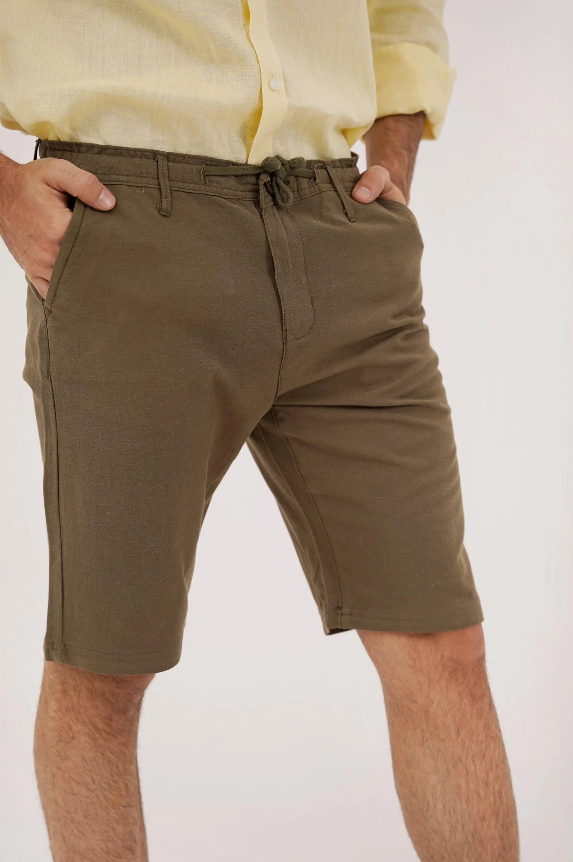 DRAWSTRING LINEN SHORTS - 9" SHORTS