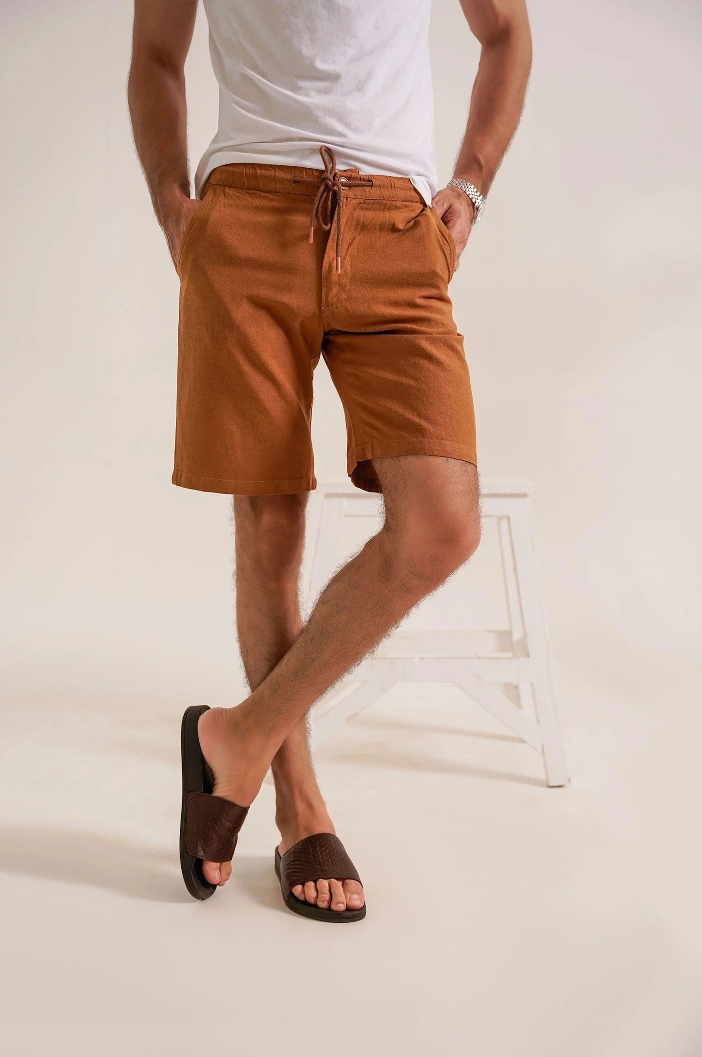 DRAWSTRING LINEN SHORTS - 7" SHORTS