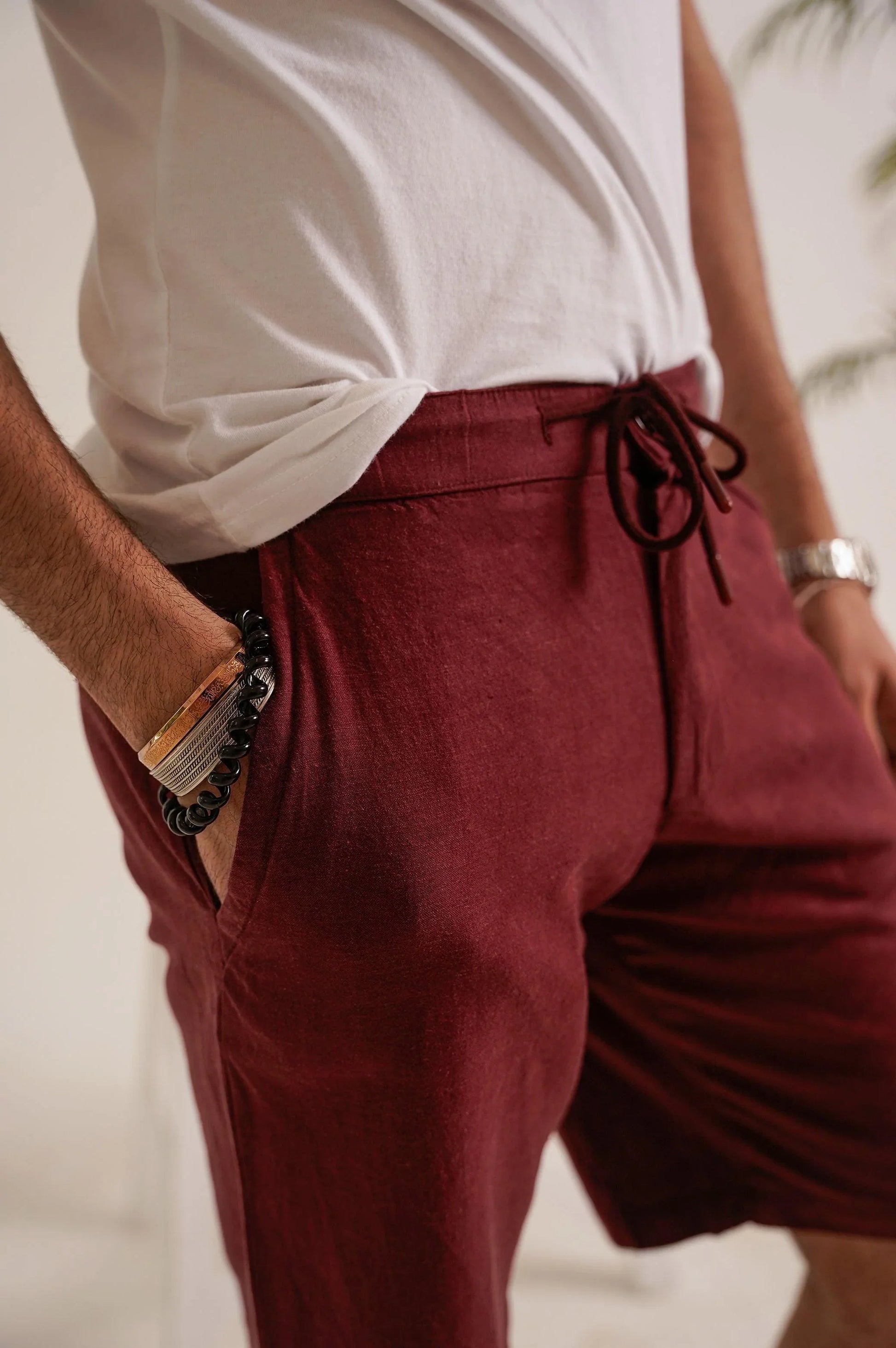 DRAWSTRING LINEN SHORTS - 9" SHORTS