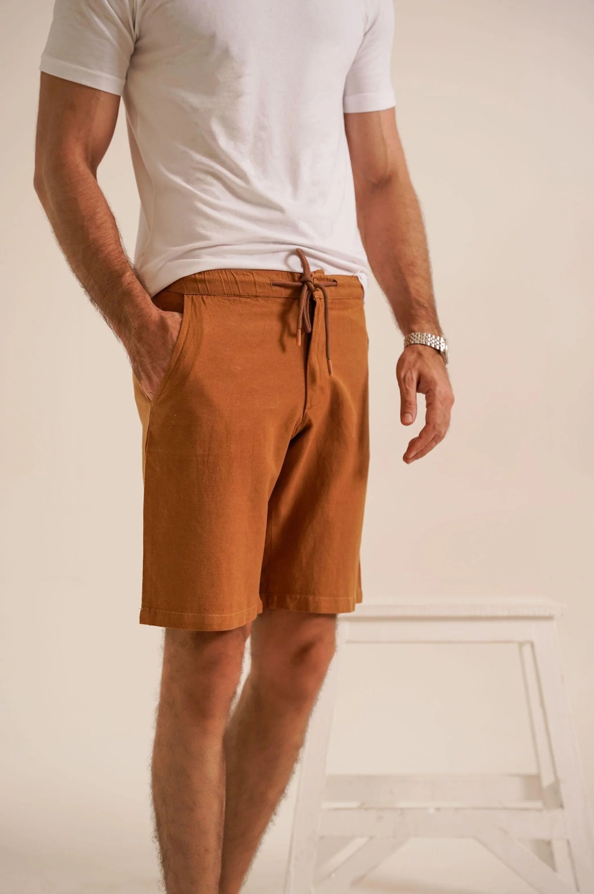 DRAWSTRING LINEN SHORTS - 7" SHORTS