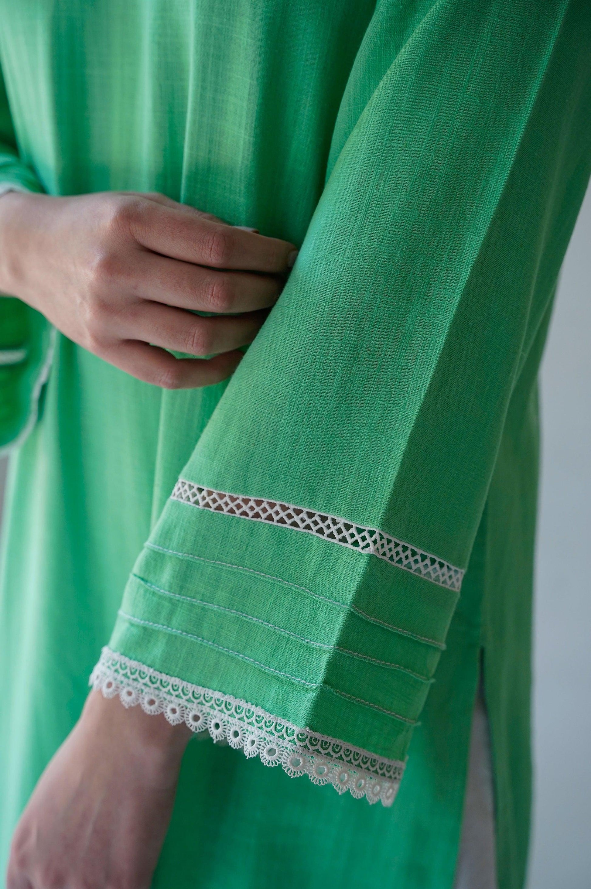 JADE LINEN KURTA - WOMAN TOPS
