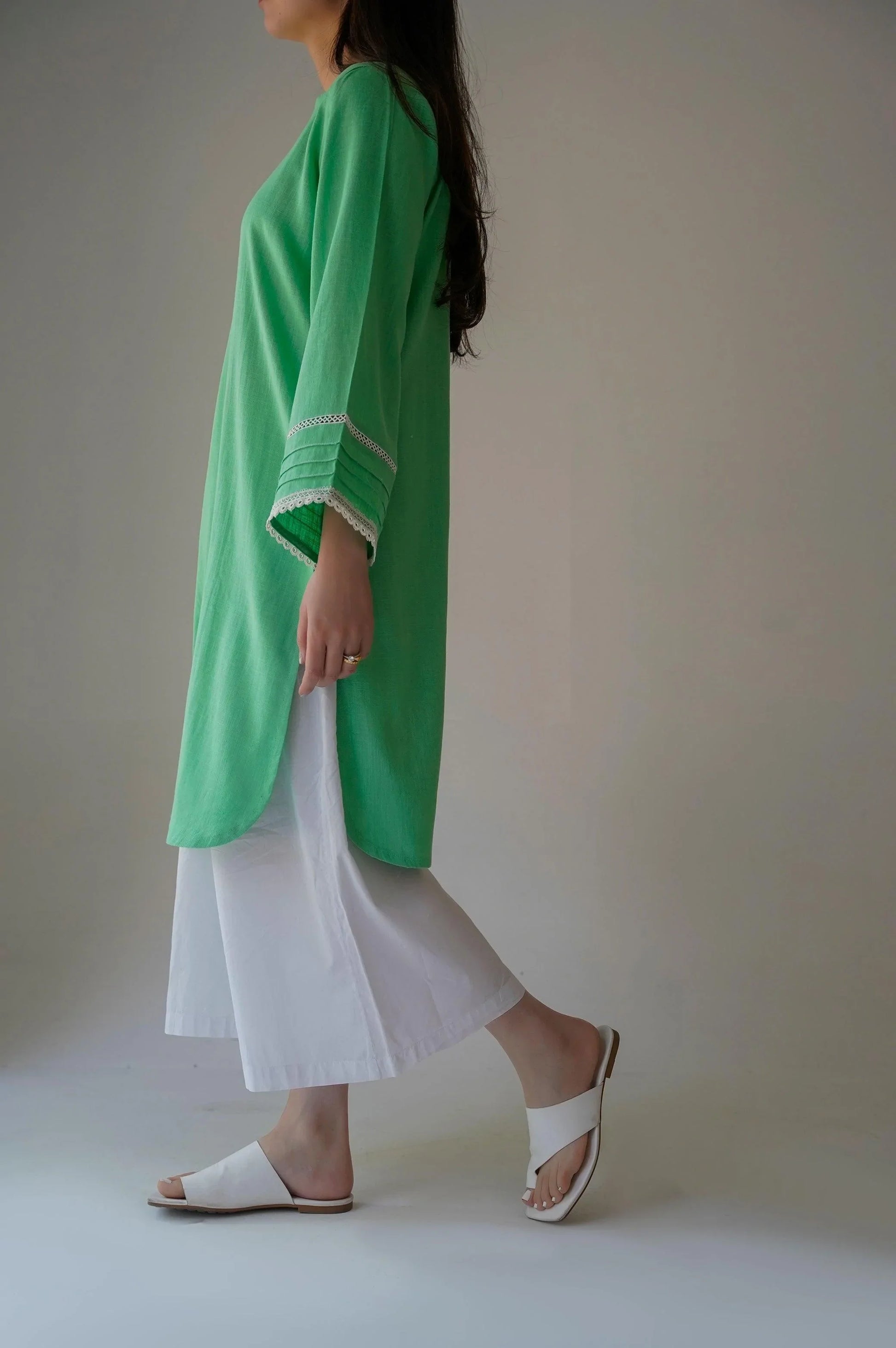JADE LINEN KURTA - WOMAN TOPS