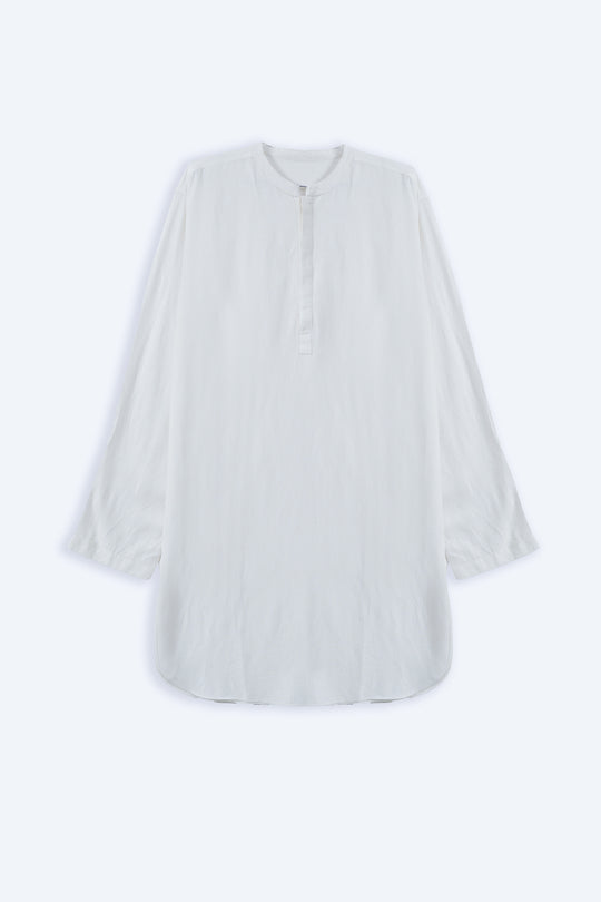 WHITE LINEN BLEND LONG SHIRT