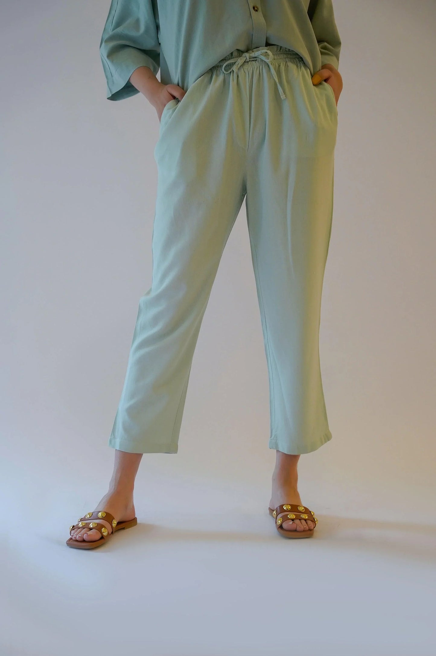LINEN PAPERBAG PANTS - LINEN PANTS