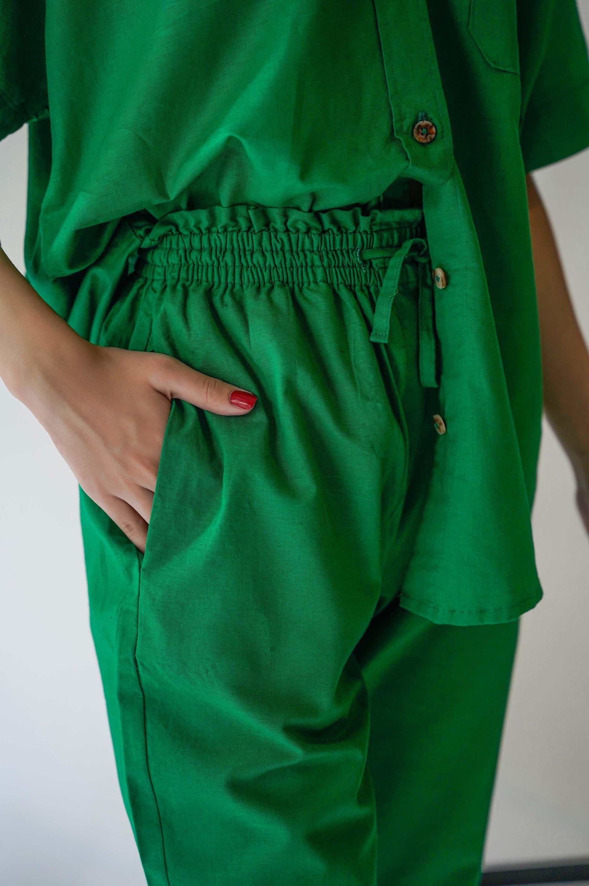 LINEN PAPERBAG PANTS - LINEN PANTS