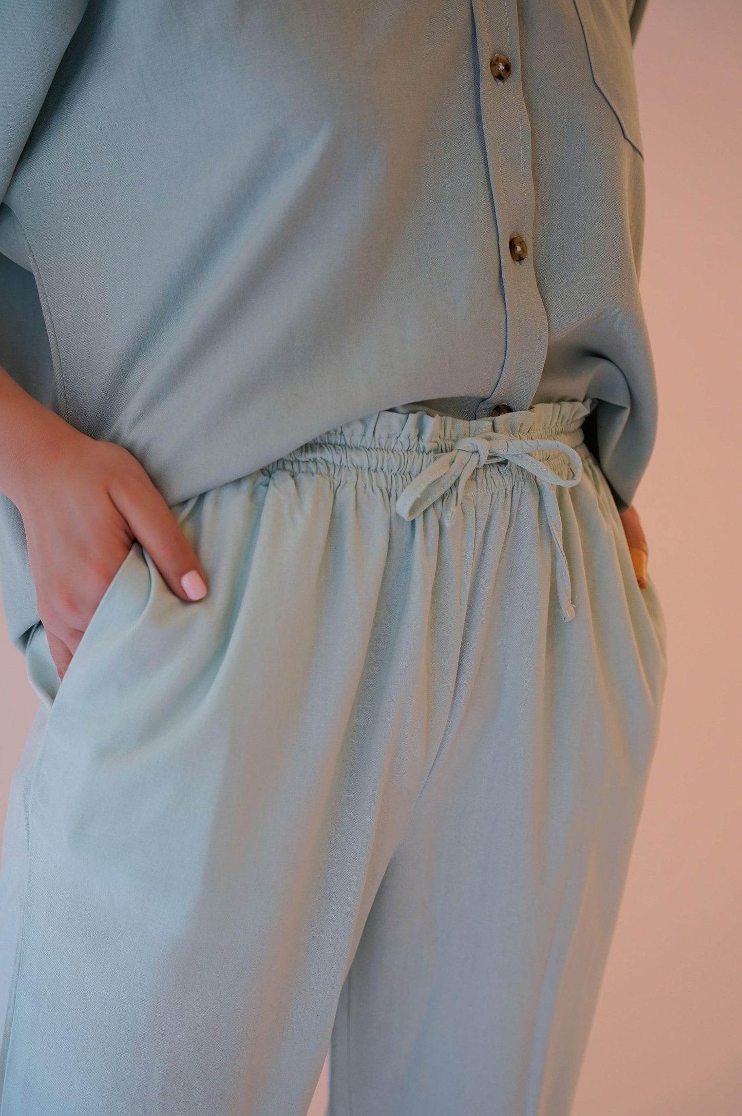 LINEN PAPERBAG PANTS - LINEN PANTS