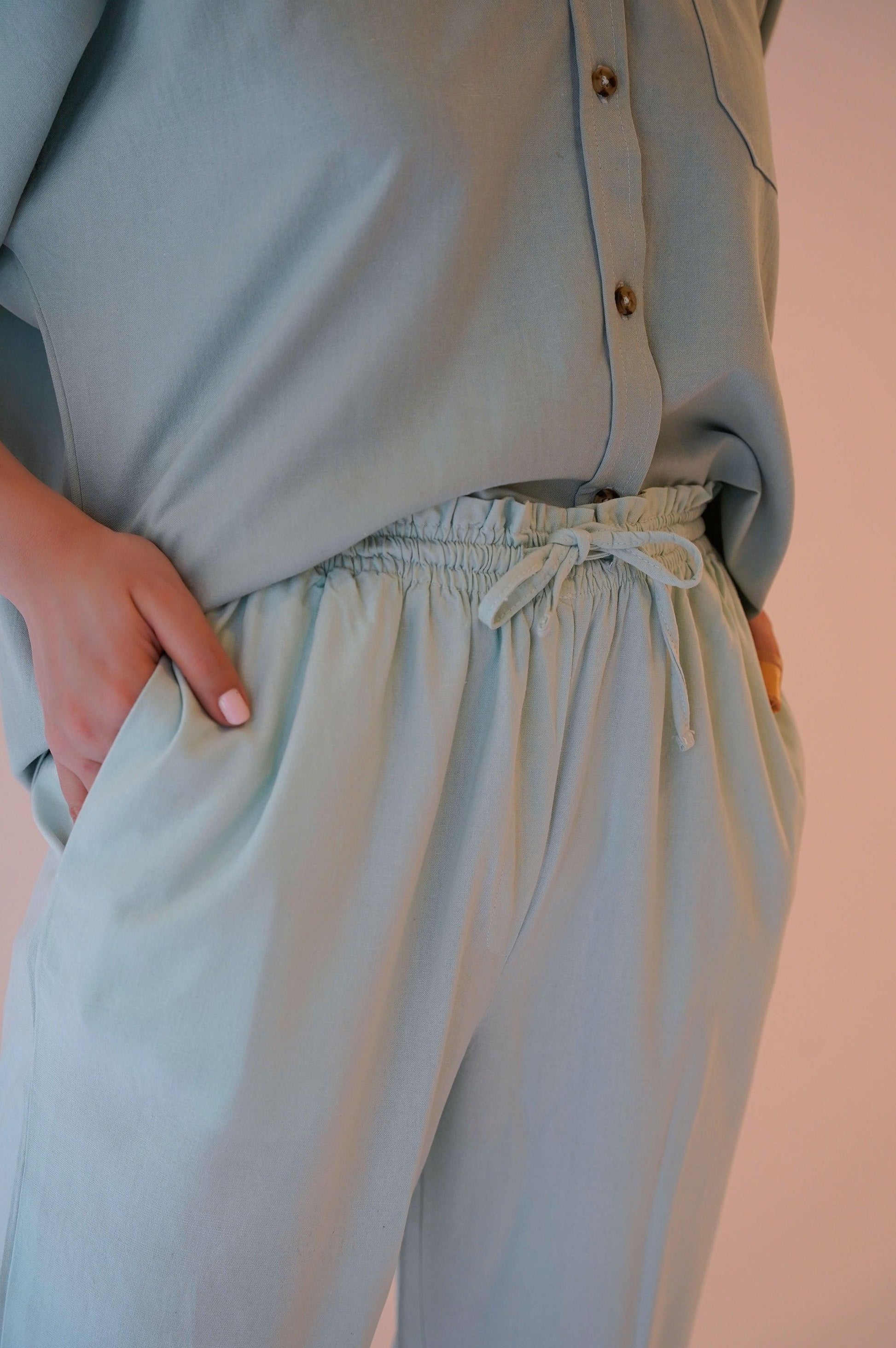 LINEN PAPERBAG PANTS - LINEN PANTS