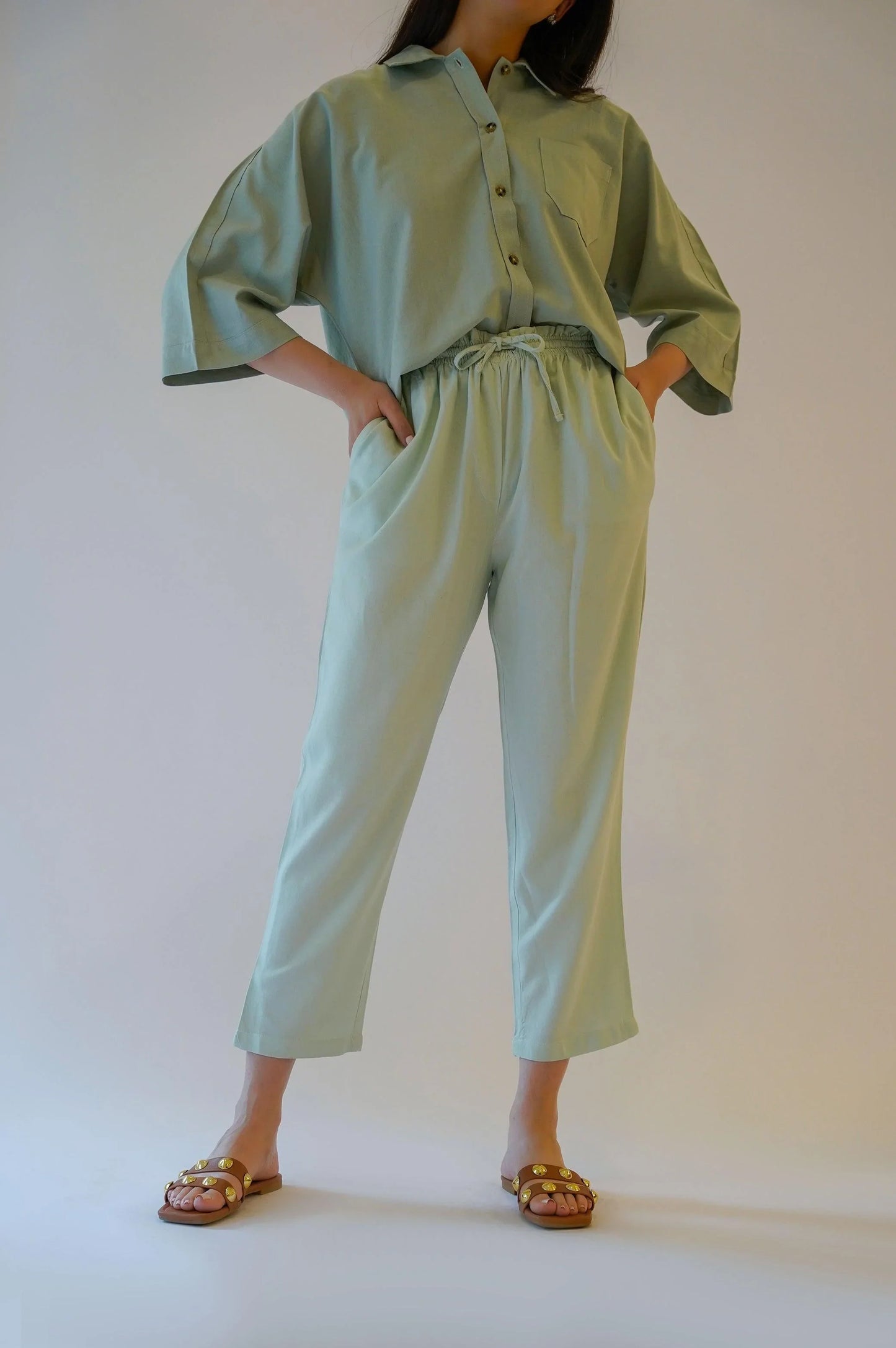LINEN PAPERBAG PANTS - LINEN PANTS
