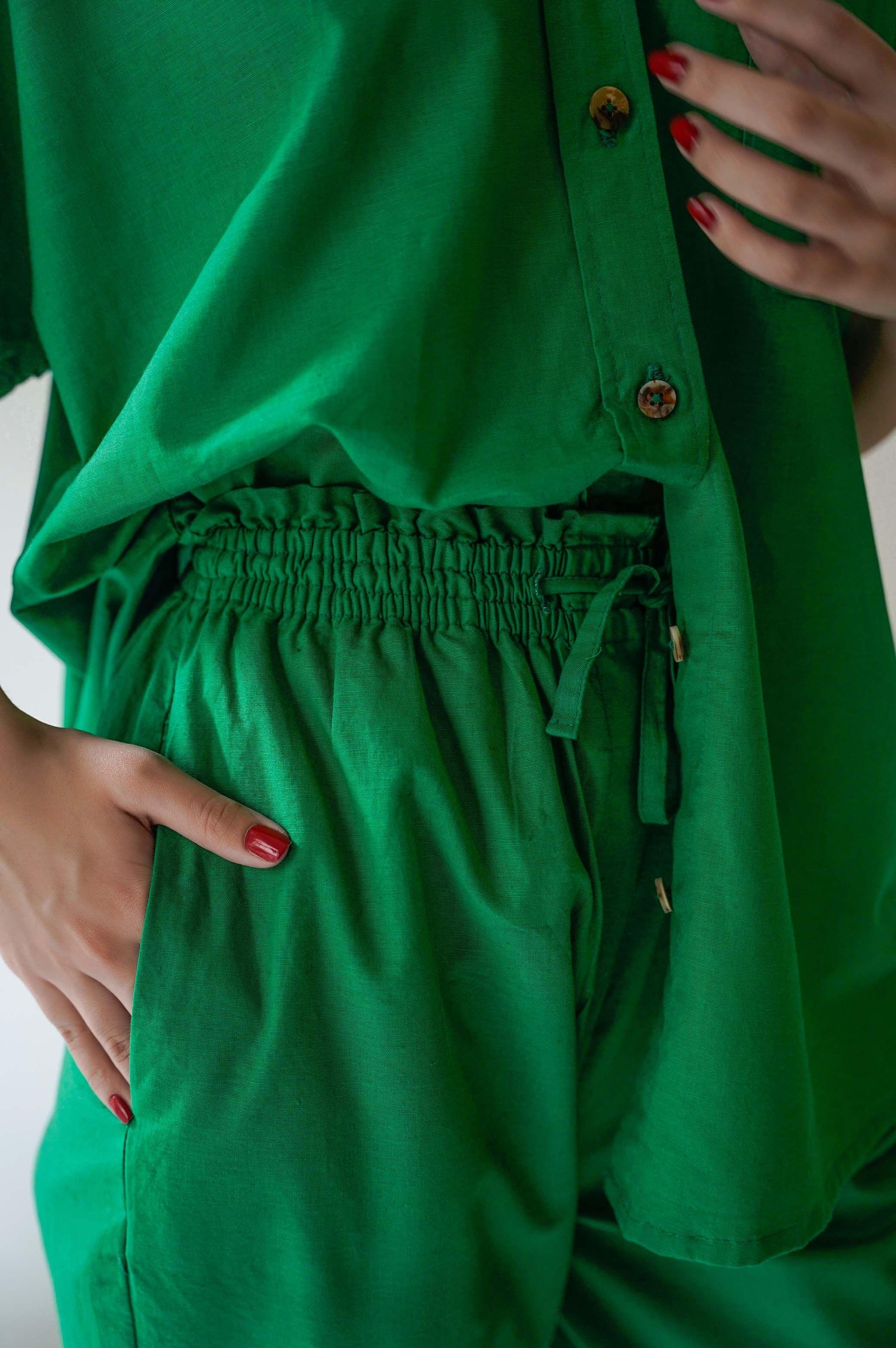 LINEN PAPERBAG PANTS - LINEN PANTS