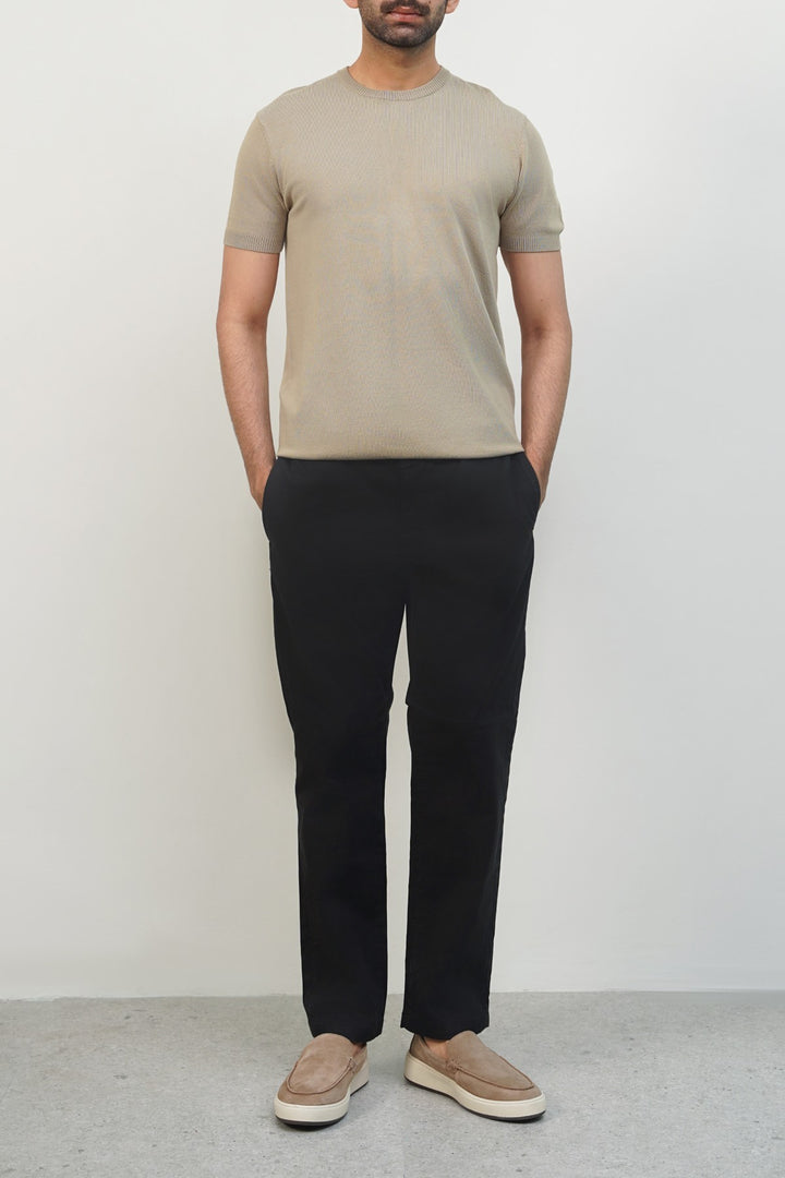 BLACK SLIM STRAIGHT PANTS