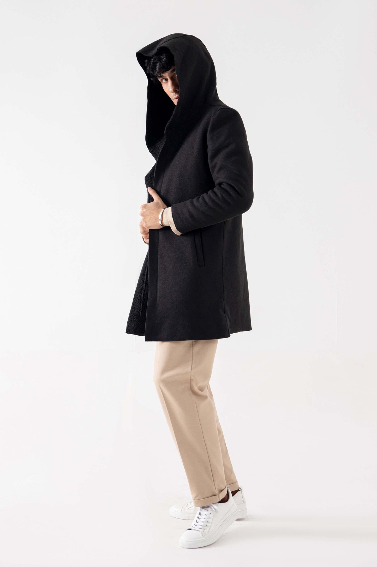 WOOLY FLEECE-LINED HOODED JACKET - COATS