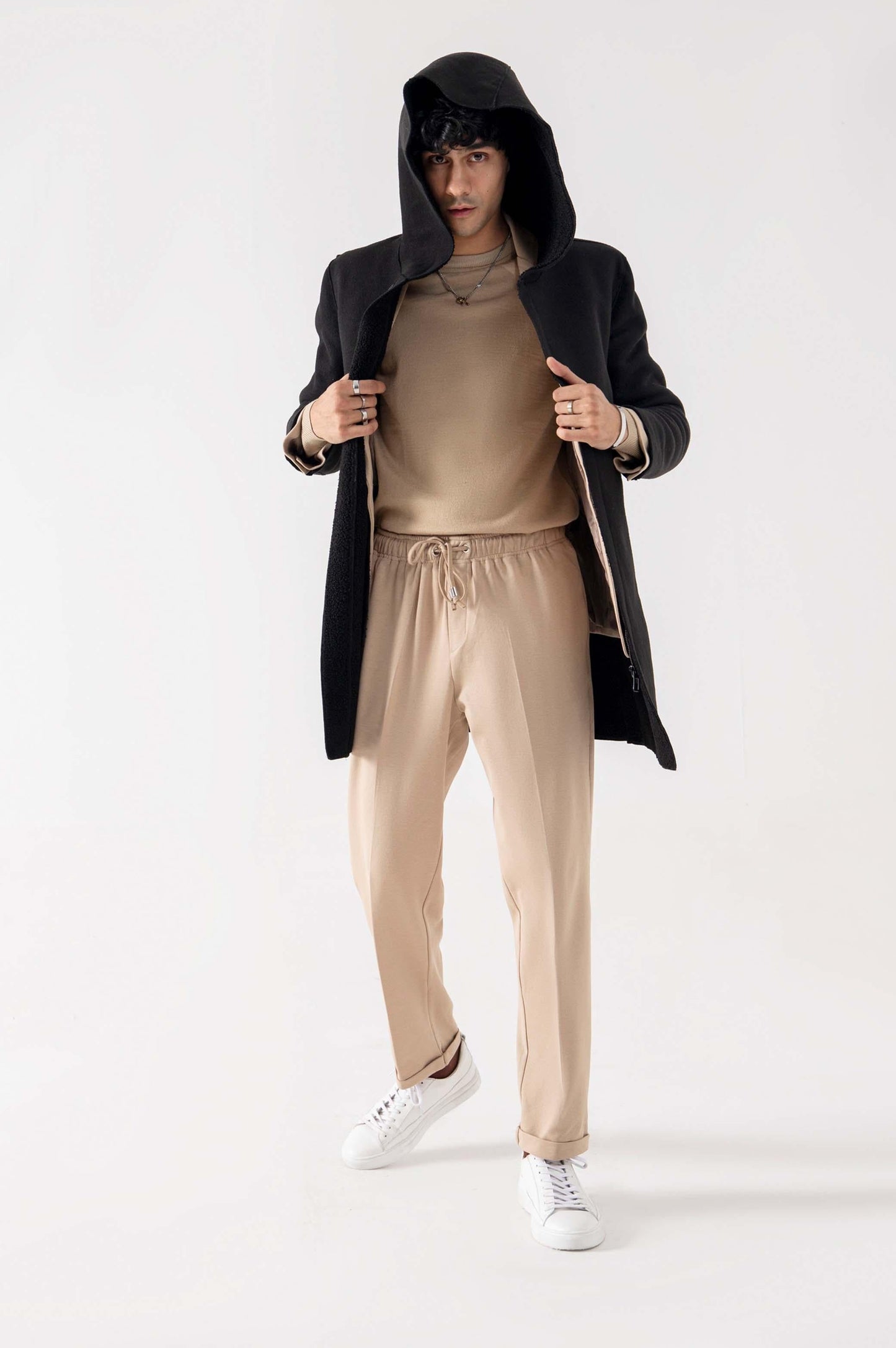 WOOLY FLEECE-LINED HOODED JACKET - COATS