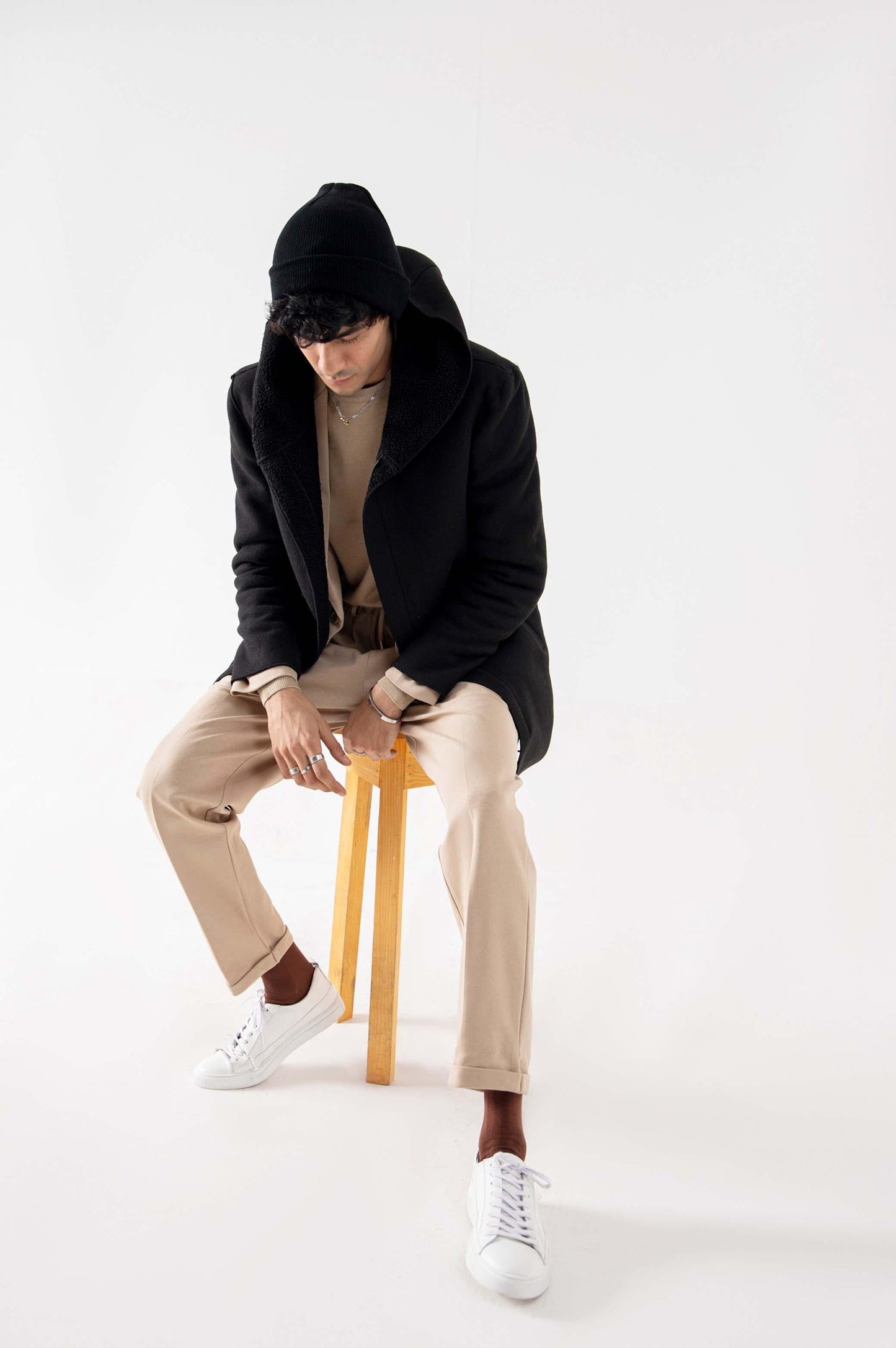 WOOLY FLEECE-LINED HOODED JACKET - COATS