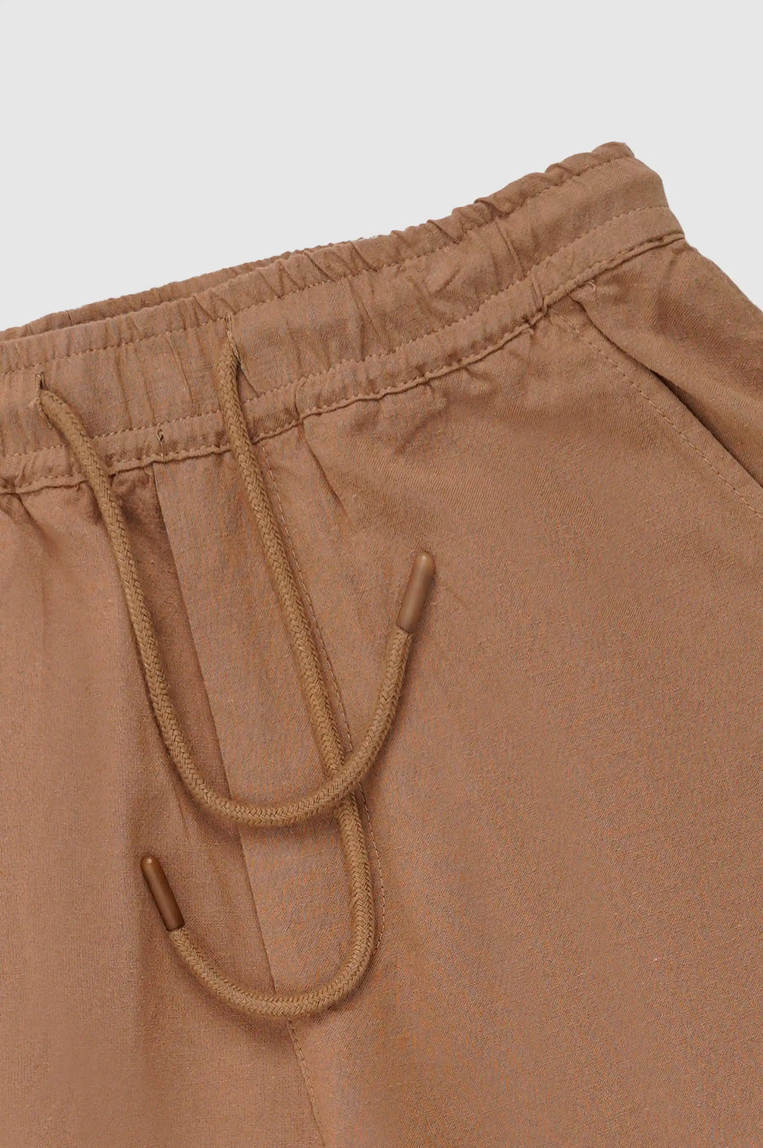 Khaki Linen Drawstring Shorts