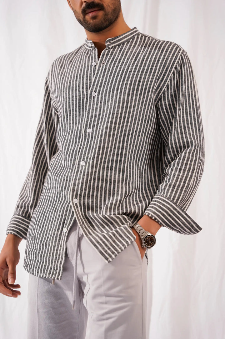 Black Striped button down shirt