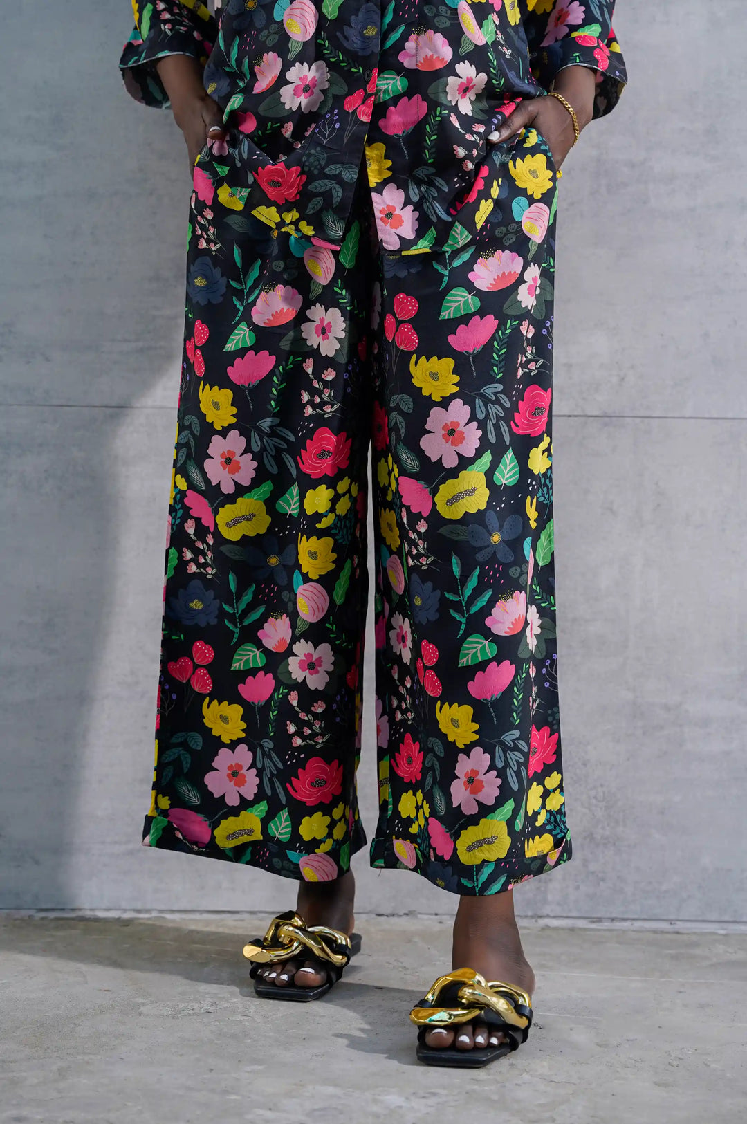 Black Floral Culotte