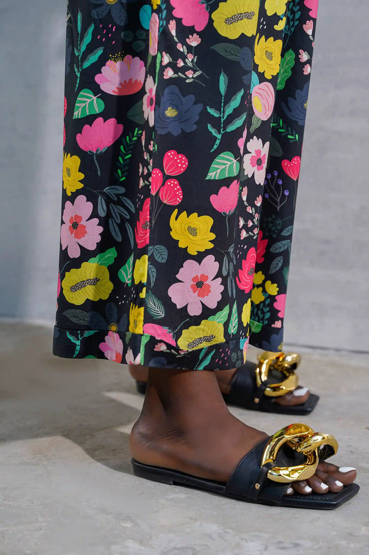 Black Floral Culotte