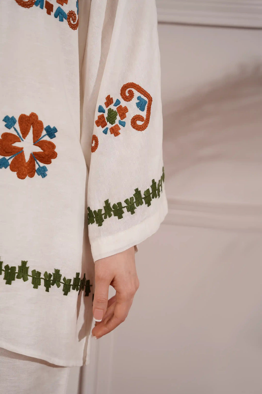 White MOROCCAN EMBROIDERED MATCHING SET