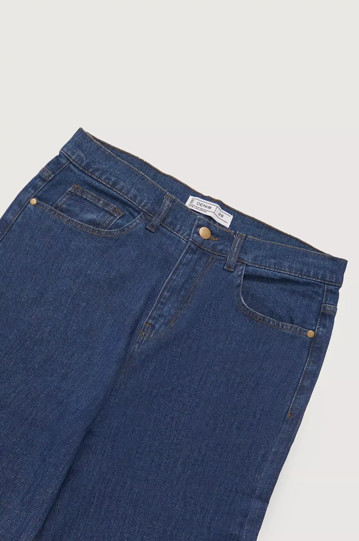 Dark Blue High Rise Wide Leg Denim