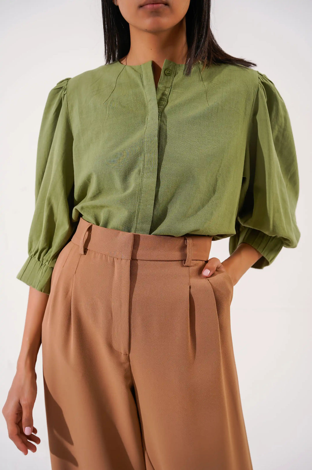 GREEN BUTTON DOWN BLOUSE