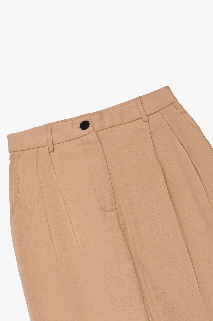 Beige Slim Linen Trouser