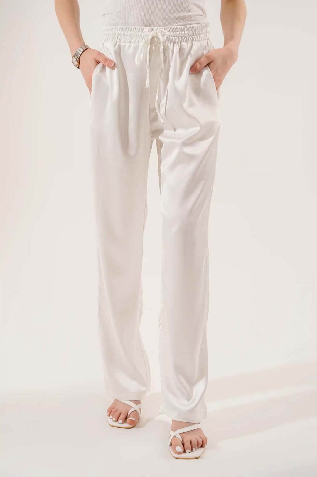 White Silk Long Pants