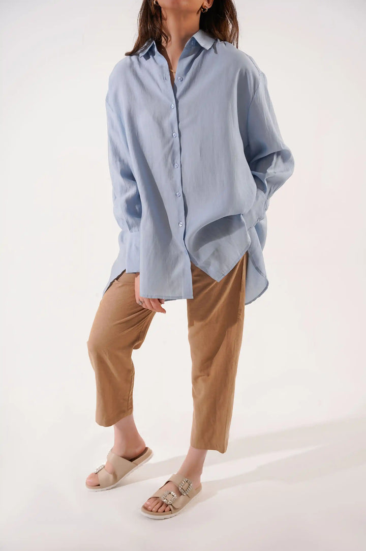 Blue Stone Wash Button Down Shirt