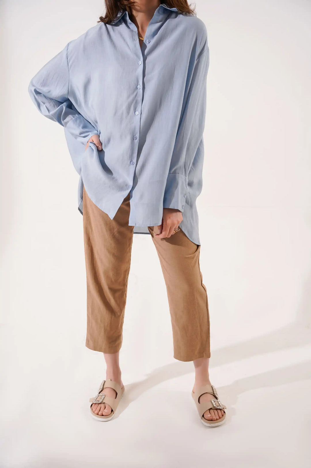 Blue Stone Wash Button Down Shirt