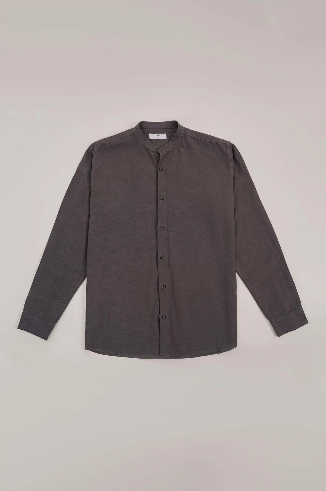 Grey Button Down Shirt with Mandarin Collar