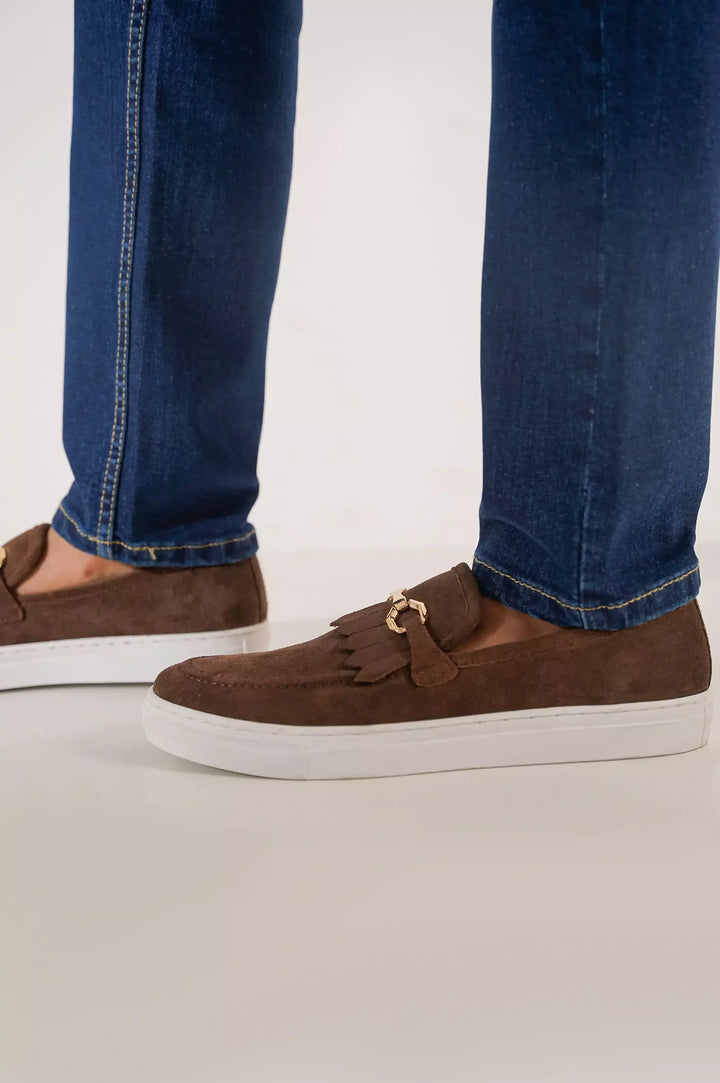 BROWN BUCKLED LOAFERS