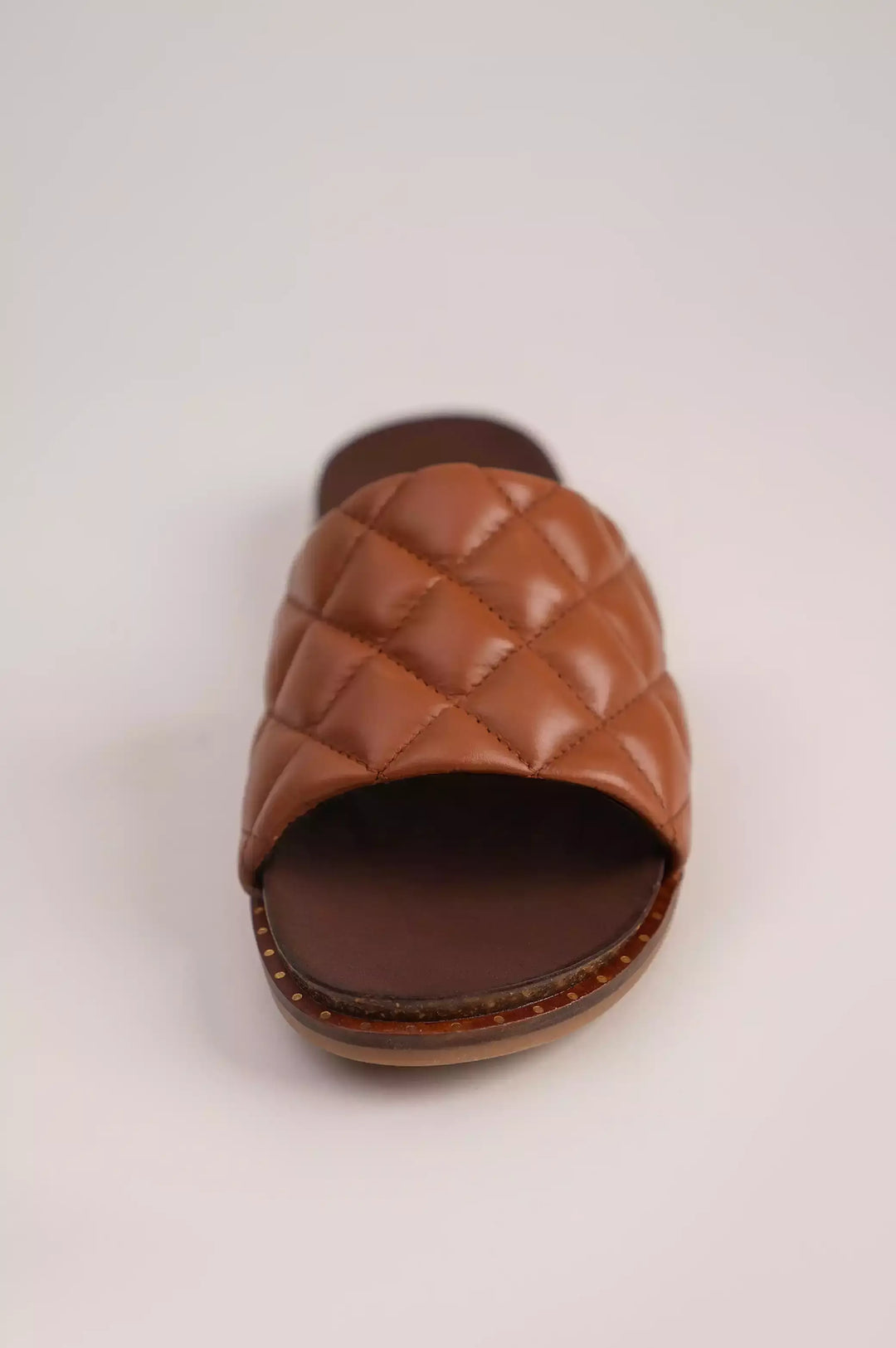 QUILTED LEATHER SLIDES - LEATHER SLIDES