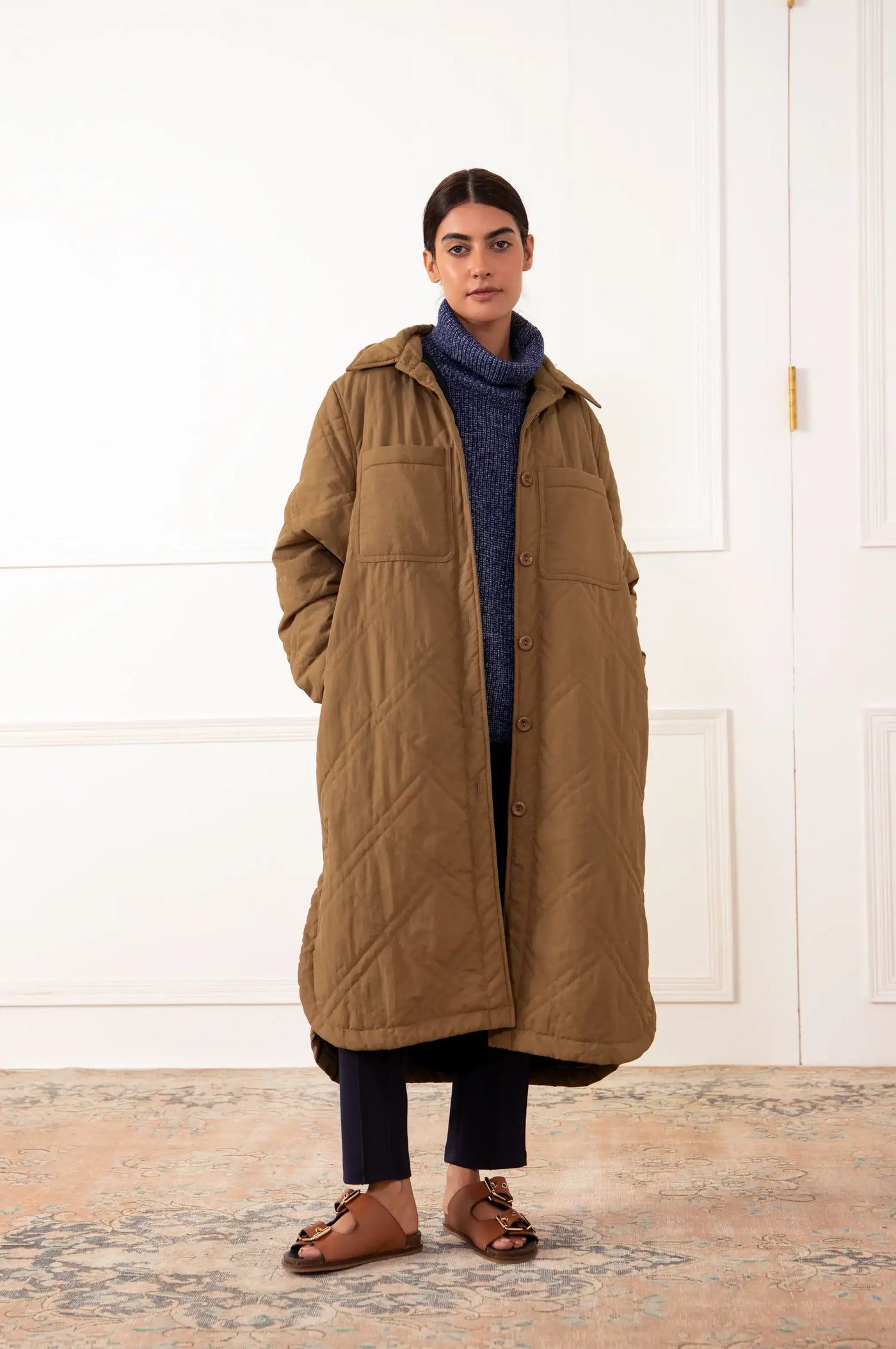 QUILTED FULL LENGTH COAT - COATS